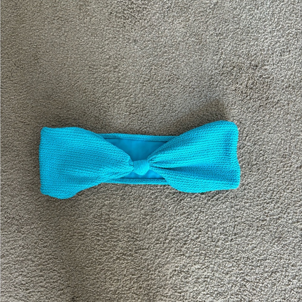 Blue strapless bandeau bikini top